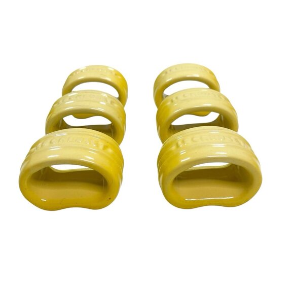 Le Creuset Set Of 6 Yellow Soleil Stoneware Napkin Rings - Picture 3 of 6